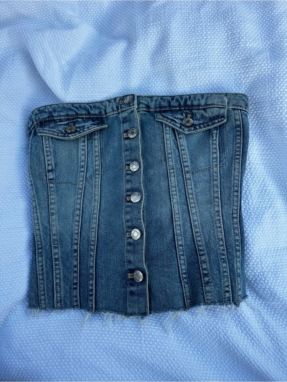 Zara Dark Blue Denim Corset Top